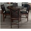 Image 3 : Dark Wood Round Counter-Height Pub Table with 4 Leatherette Chairs