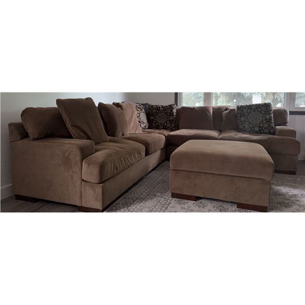 Sectional Sofa with Microfiber Upholstery and Storage Ottoman