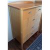 Image 6 : Lightwood Bedroom Set with King Platform, Two Dressers, and Shelf