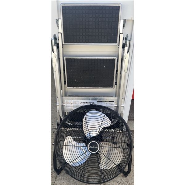 Sunbeam Floor Fan and Aluminum Folding Step Stool