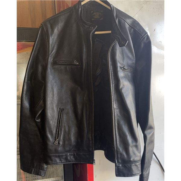 Lucky Brand Black Leather Jacket with Zippered Pockets