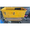 Image 1 : Yellow Utility Cart with Rubber Wheels and Mounted Power Strip