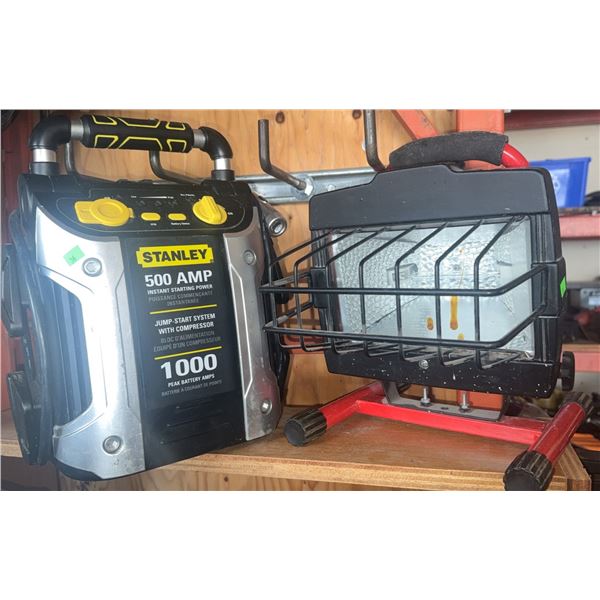 Stanley 1000 Peak Amp Jump Starter With Compressor and Portable Work Light