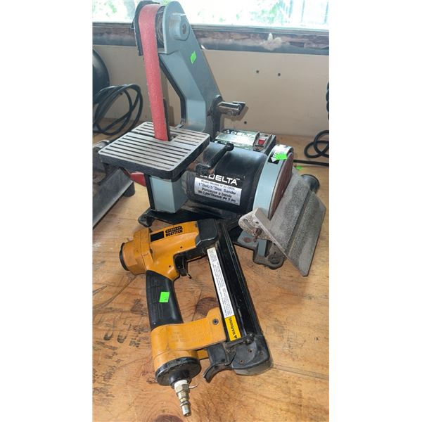 Delta 1 Inch Belt Disc Sander Model 31-080C and Stanley Bostitch Air Nailer