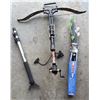 Image 2 : Compound Crossbow with Camouflage Stock, Scope, Crank, Monopod Stand, and Arrows