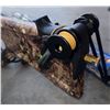 Image 5 : Compound Crossbow with Camouflage Stock, Scope, Crank, Monopod Stand, and Arrows