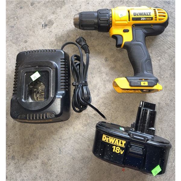 DeWalt DCD771 20V Max Cordless Drill with Charger and 18V Battery