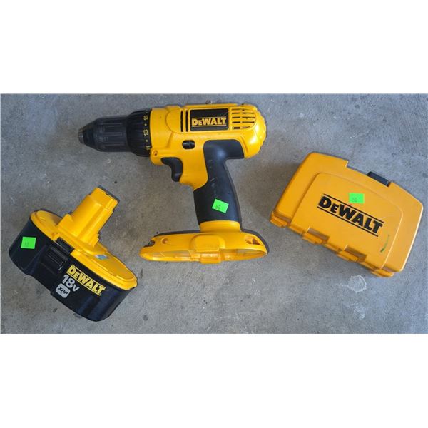 DeWalt 18V Cordless Drill with Battery and DeWalt Case