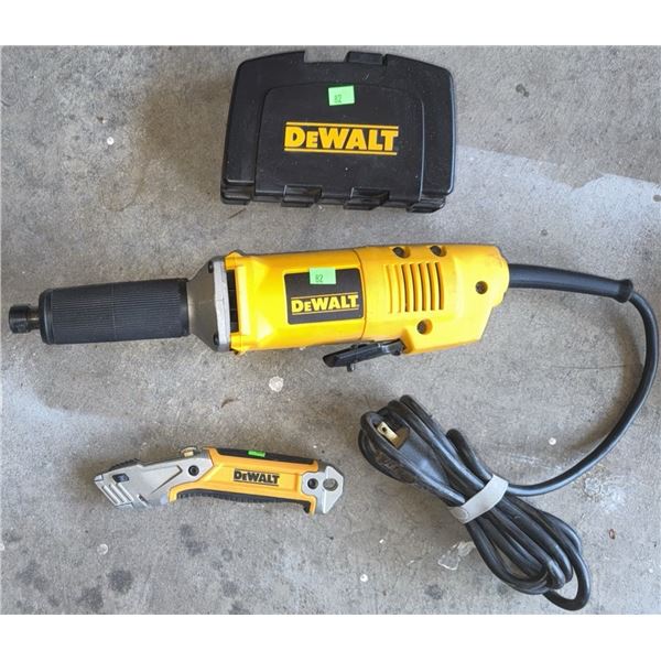 DeWalt Electric Die Grinder, Utility Knife, and Carrying Machine Case