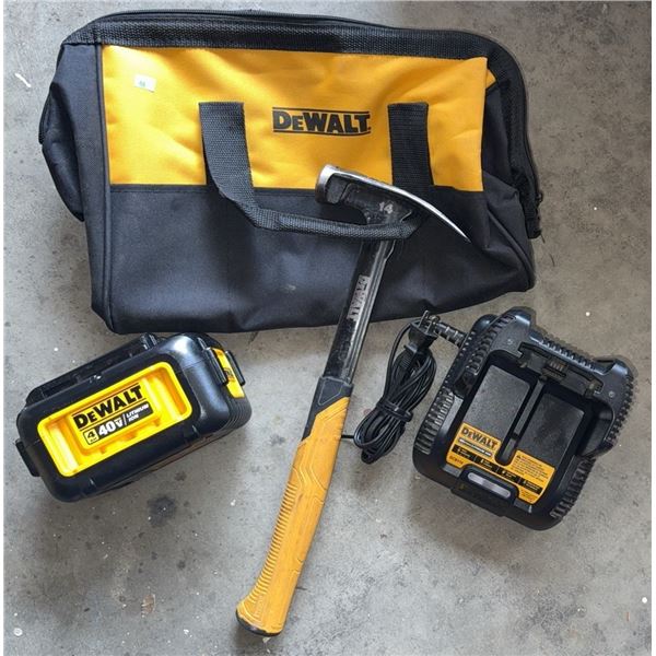 DEWALT 14 oz Hammer with 40V Battery, Charger, and Carrying Bag