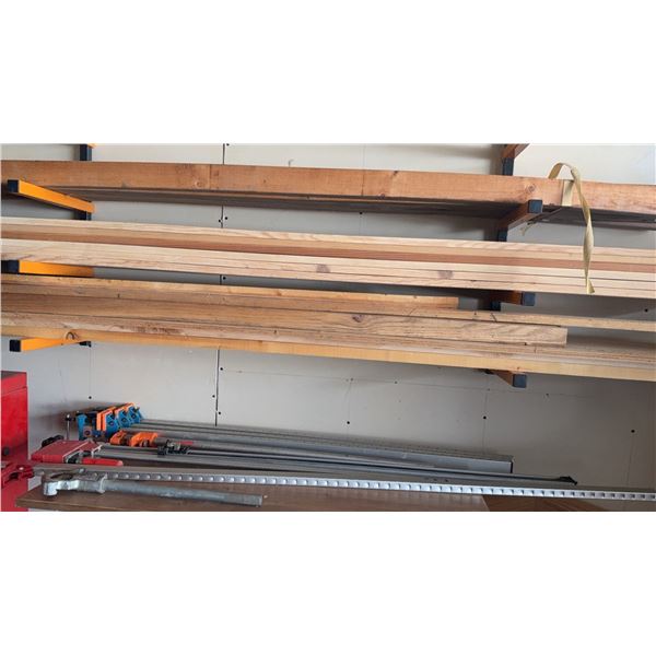 Bar Clamps and Hardwood Boards Lot