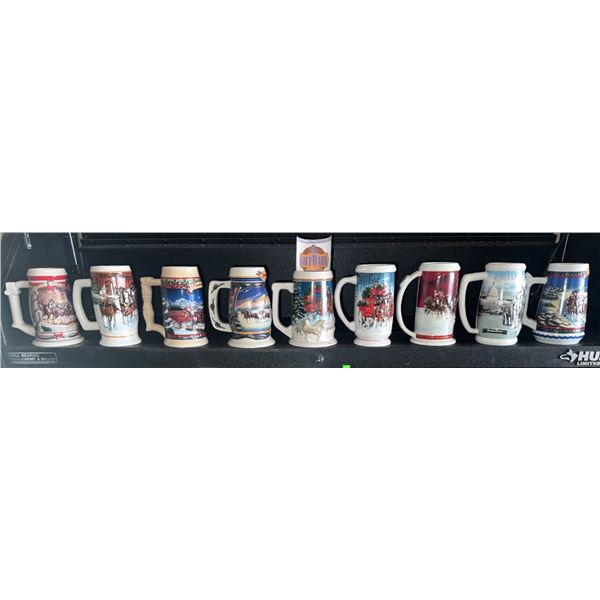 10 Collectable Budweiser Holiday Steins and Beer Mugs