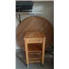 Image 1 : Wood Utility Cart with Drawer and Shelves Plus Large Round Wood Tabletop