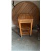 Image 3 : Wood Utility Cart with Drawer and Shelves Plus Large Round Wood Tabletop