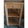 Image 4 : Wood Utility Cart with Drawer and Shelves Plus Large Round Wood Tabletop