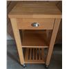 Image 5 : Wood Utility Cart with Drawer and Shelves Plus Large Round Wood Tabletop