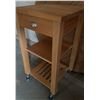 Image 6 : Wood Utility Cart with Drawer and Shelves Plus Large Round Wood Tabletop