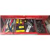 Image 3 : Red Metal Tool Chest with Assorted Hand Tools, Cutters, and Grinding Discs