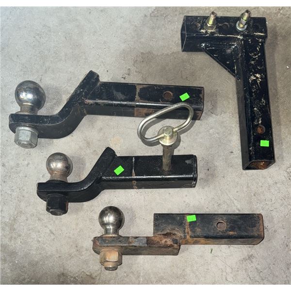 4 Trailer Hitch Ball Mounts and 1 Adjustable Drop Hitch Attachment