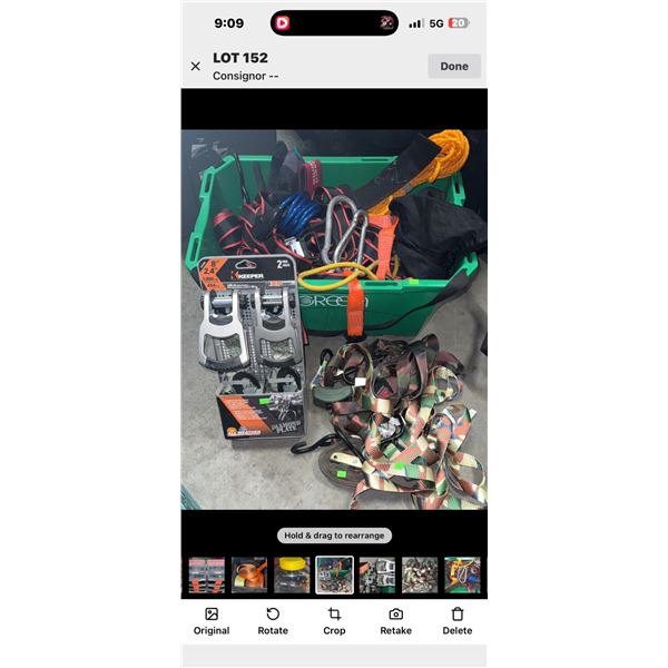 Tie-Down Straps, Keeper Ratchet Straps, Carabiners and Tusk Tool Bag