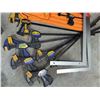 Image 3 : Carpentry Lot with Irwin Quick-Grip Clamps, Johnson Tool Bags, and Squares