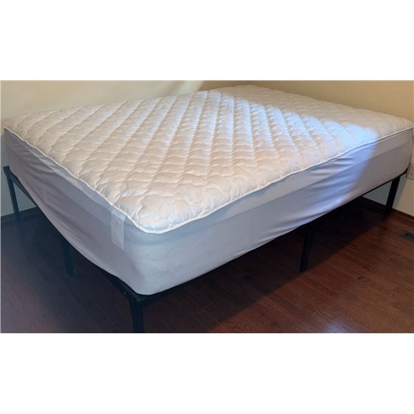 Queen Size Mattress with Metal Frame and Five-Shelf Wooden Ladder Bookcase