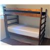 Image 1 : Heavy Duty Wooden Bunk Bed with Built-in Ladder and Twin Mattresses