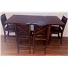 Image 2 : Counter-Height Wood Dining Table with Four Faux Leather Chairs