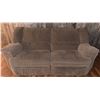 Image 1 : Beige Microfiber Reclining Sofa with Dual Footrests