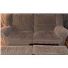 Image 4 : Beige Microfiber Reclining Sofa with Dual Footrests