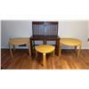 Image 2 : 2 Wooden Slat Back Chairs and 3 Round Blonde Wood Tables