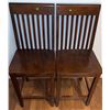 Image 3 : 2 Wooden Slat Back Chairs and 3 Round Blonde Wood Tables