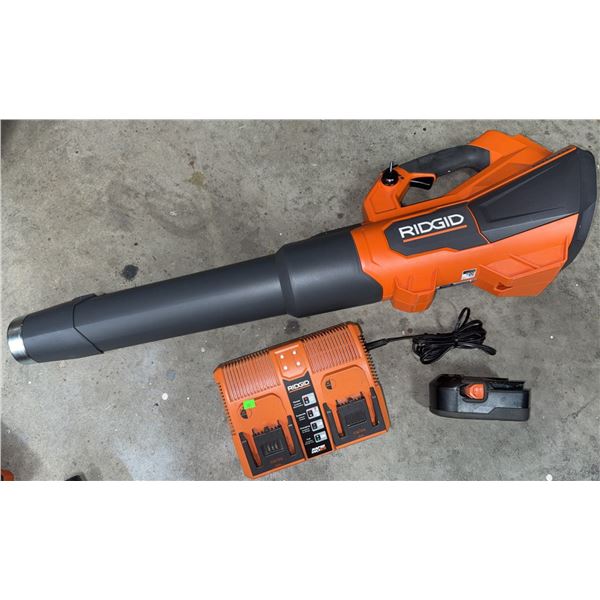 RIDGID 18V R01601WM Cordless Leaf Blower with Battery and Dual Charger