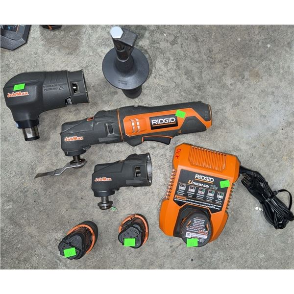 RIDGID JobMax 12V Multi-Tool Kit with Charger, Attachments and Batteries