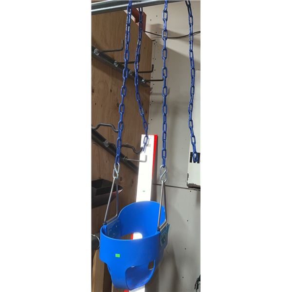 Blue Plastic Toddler Swing Seat with Chain Suspension