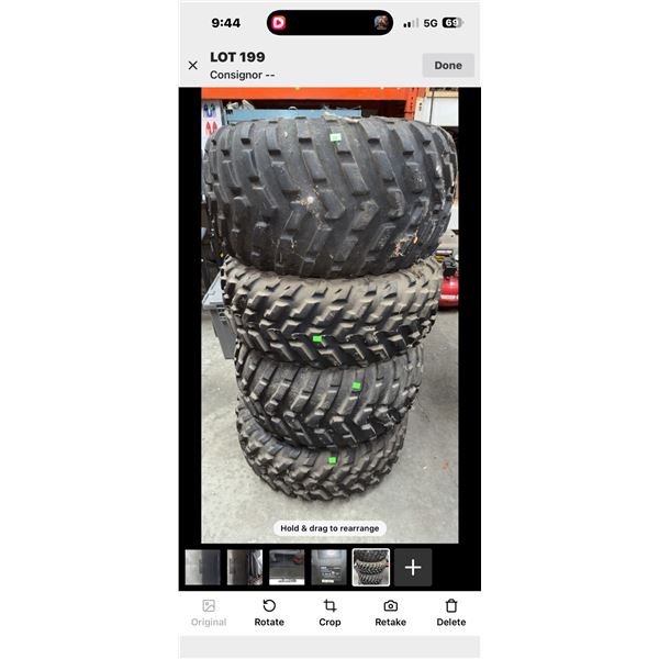 Four ATV Tires, Sizes 25x8.00-12 and 24x9.5-11