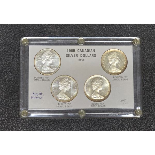 RARE - Encapulated (4) 1965 Variety Canada Silver Dollar Coins