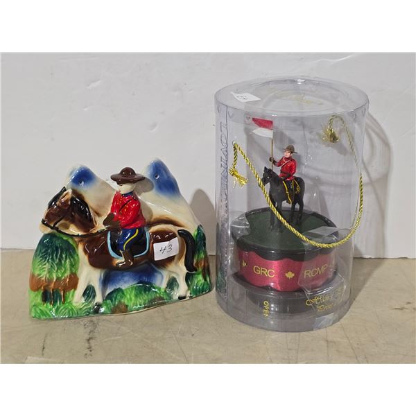 Hand painted RCMP Lovinbox & ceramic plaque