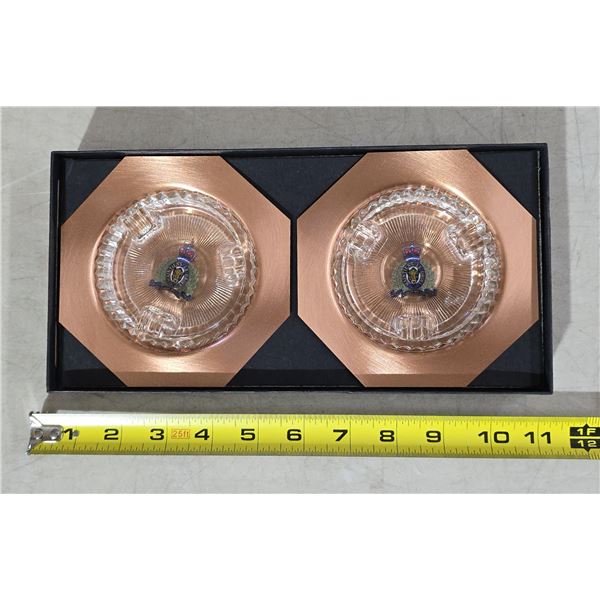 Twin Official copper RCMP ashtrays - NEW