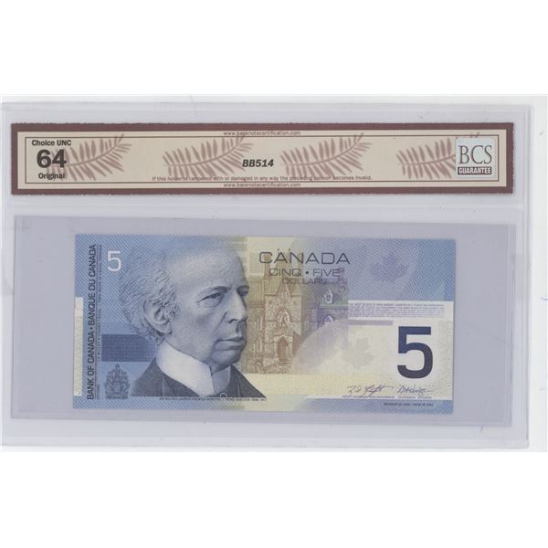 Graded 64 UNC - 2002 - $5.00 Note
