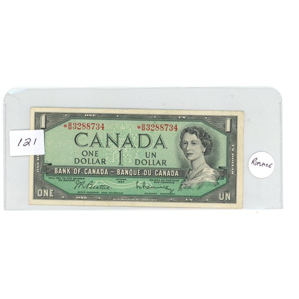 1954 - $1.00 REPLACEMENT Note - Good condition