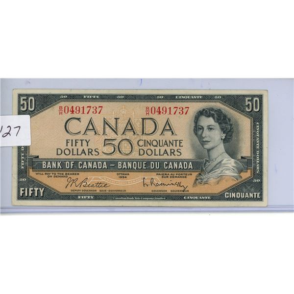 1954 - $50.00 Note #BH0491737 - VG