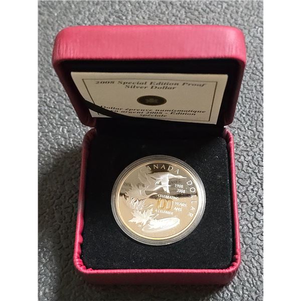 2008 Special Edition Proof .925 Silver Dollar Celebrating 100 Years Royal Canadian Mint