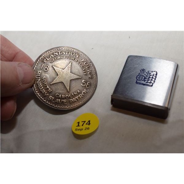 Zippo Tape Measure, Imitation “Slave Patrol” Badge
