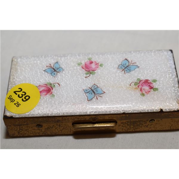 Ladies Porcelain & Brass Cigarette Box