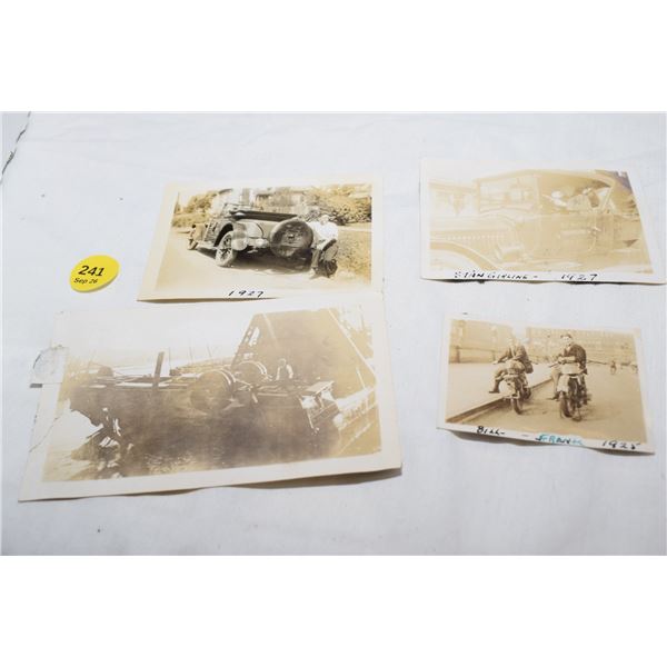 1925 & 1927 Old Photographs (Motorcycles, Automobile Accident, etc.)