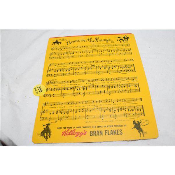 1932 Bran Flakes Cereal Box Music Sheet