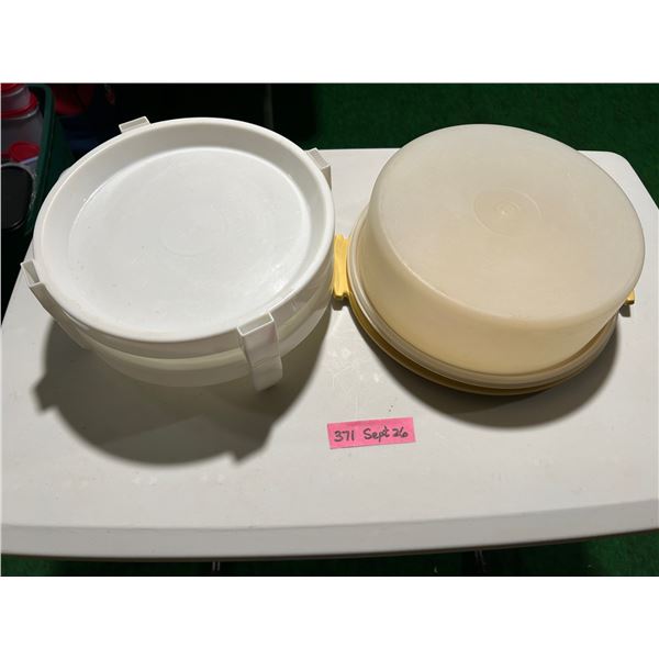 Tupperware cake taker and 2 pie stackers
