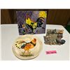 Image 1 : Rooster collectibles – plate, tile with stand and picture frame
