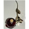 Image 4 : Red glass bell, Waskesiu salt & pepper set, rose perfume bottle and glass egg